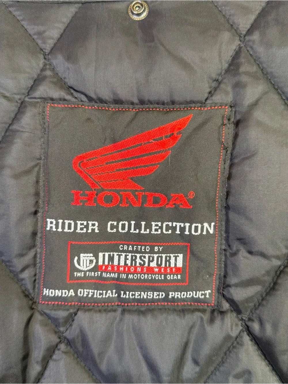 Honda Rider Collection Black Quilted Motorcycle Jacket Liner Lining Size Medium